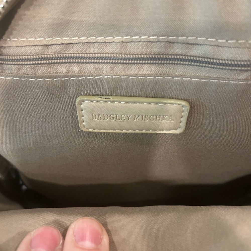 Badgley Mischka Mini Studded Backpack Quilted- Beige - Picture 4 of 5
